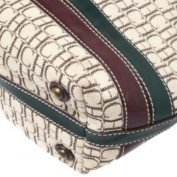 Pre Owned Carolina Herrera Multicolor Monogram Canvas and Leather Shopper Tote