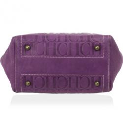Pre Owned Carolina Herrera Purple Monogram Embossed Tote