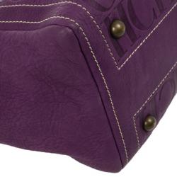 Pre Owned Carolina Herrera Purple Monogram Embossed Tote