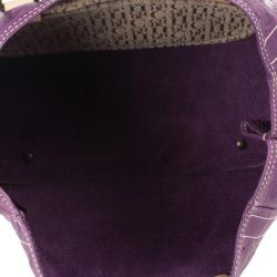 Pre Owned Carolina Herrera Purple Monogram Embossed Tote