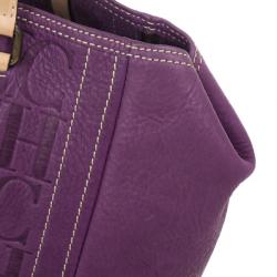 Pre Owned Carolina Herrera Purple Monogram Embossed Tote