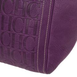 Pre Owned Carolina Herrera Purple Monogram Embossed Tote