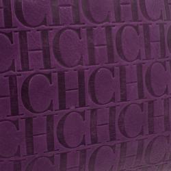 Pre Owned Carolina Herrera Purple Monogram Embossed Tote