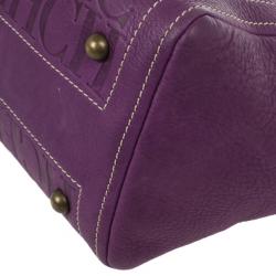 Pre Owned Carolina Herrera Purple Monogram Embossed Tote