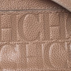 Pre Owned Carolina Herrera Beige Leather Flap Crossbody Bag