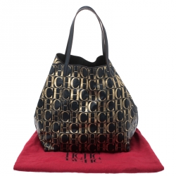 Pre Owned Carolina Herrera Midnight Blue Monogram Leather Matryoshka Tote