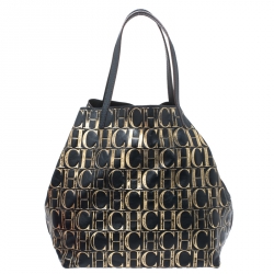 Pre Owned Carolina Herrera Midnight Blue Monogram Leather Matryoshka Tote