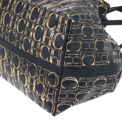 Pre Owned Carolina Herrera Midnight Blue Monogram Leather Matryoshka Tote