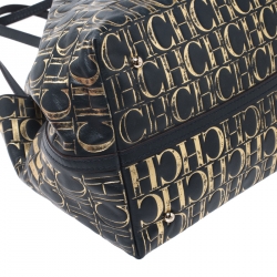 Pre Owned Carolina Herrera Midnight Blue Monogram Leather Matryoshka Tote