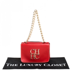 Carolina Herrera Red Leather Shoulder Bag 