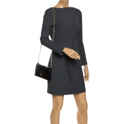 Pre Owned Carolina Herrera Black Leather Flap Crossbody Bag