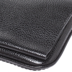 Pre Owned Carolina Herrera Black Leather Flap Crossbody Bag