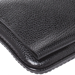 Pre Owned Carolina Herrera Black Leather Flap Crossbody Bag