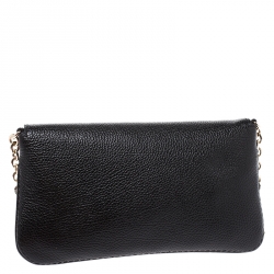 Pre Owned Carolina Herrera Black Leather Flap Crossbody Bag