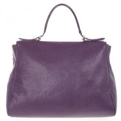 Pre Owned Carolina Herrera Purple Leather Minueto Flap Bag