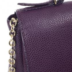 Pre Owned Carolina Herrera Purple Leather Minueto Flap Bag