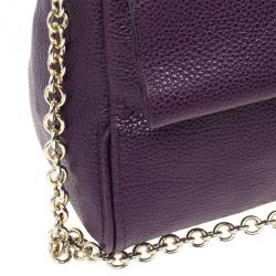 Pre Owned Carolina Herrera Purple Leather Minueto Flap Bag