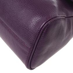 Pre Owned Carolina Herrera Purple Leather Minueto Flap Bag