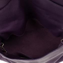 Pre Owned Carolina Herrera Purple Leather Minueto Flap Bag