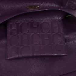 Pre Owned Carolina Herrera Purple Leather Minueto Flap Bag