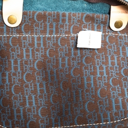 Carolina Herrera Light Blue Monogram Leather Large Andy Boston Bag