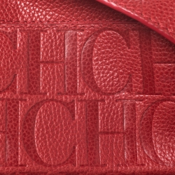 Pre Owned Carolina Herrera Red Leather Chain Flap Shoulder Bag