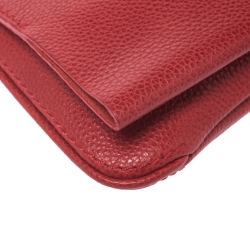 Pre Owned Carolina Herrera Red Leather Chain Flap Shoulder Bag