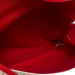 Pre Owned Carolina Herrera Beige/Red Monogram Coated Canvas Flap Crossbody Bag