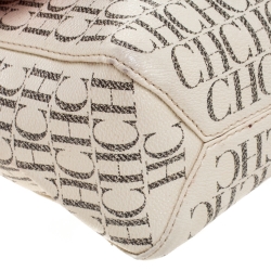 Pre Owned Carolina Herrera Beige/Red Monogram Coated Canvas Flap Crossbody Bag