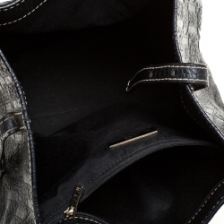 Pre Owned Carolina Herrera Black Monogram Leather Shoulder Bag