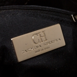 Pre Owned Carolina Herrera Black Monogram Leather Shoulder Bag