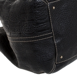 Pre Owned Carolina Herrera Black Monogram Leather Shoulder Bag