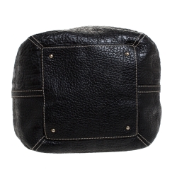 Pre Owned Carolina Herrera Black Monogram Leather Shoulder Bag