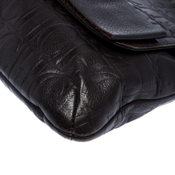 Pre Owned Carolina Herrera Brown Monogram Leather Audrey Shoulder Bag