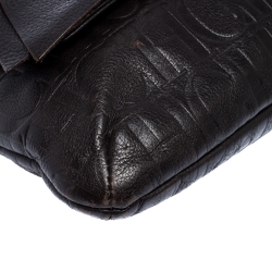 Pre Owned Carolina Herrera Brown Monogram Leather Audrey Shoulder Bag