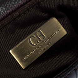 Pre Owned Carolina Herrera Brown Monogram Leather Audrey Shoulder Bag