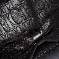 Pre Owned Carolina Herrera Brown Monogram Leather Audrey Shoulder Bag