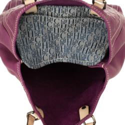 Pre Owned Carolina Herrera Leather Purple CH Monogram Tote