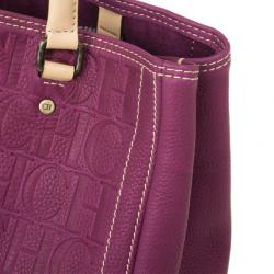 Pre Owned Carolina Herrera Leather Purple CH Monogram Tote