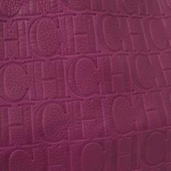 Pre Owned Carolina Herrera Leather Purple CH Monogram Tote