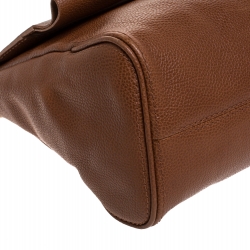 Pre Owned Carolina Herrera Brown Leather Minueto Flap Bag