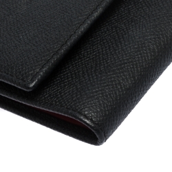 Pre Owned Carolina Herrera Black Leather Trifold  Wallet