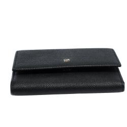 Pre Owned Carolina Herrera Black Leather Trifold  Wallet