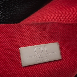 Pre Owned Carolina Herrera Black Leather Front Zip Crossbody Bag