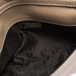 Pre Owned Carolina Herrera Beige Perforated Logo Leather Flap Tassel Shoulder Bag