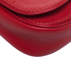 Pre Owned Carolina Herrera Red Leather Flap Crossbody Bag