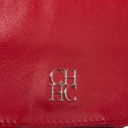 Pre Owned Carolina Herrera Red Leather Flap Crossbody Bag
