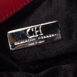 Pre Owned Carolina Herrera Red Leather Flap Crossbody Bag