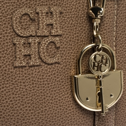 Pre Owned حقيبة يد كارولينا هيريرا "أندي" جلد بني فاتح