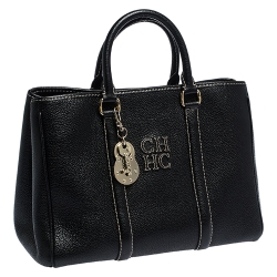 Pre Owned Carolina Herrera Black Leather Andy Tote